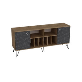 Hanah Home Consola de Mármol Nogal y Negro 180 cm Elegante y Lujosa con Múltiples Estantes para Salón y Pasillo